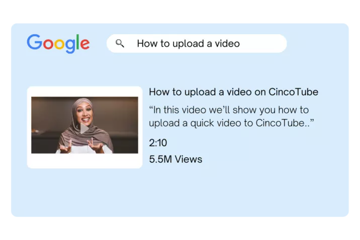 CincoTube videos on google search engine